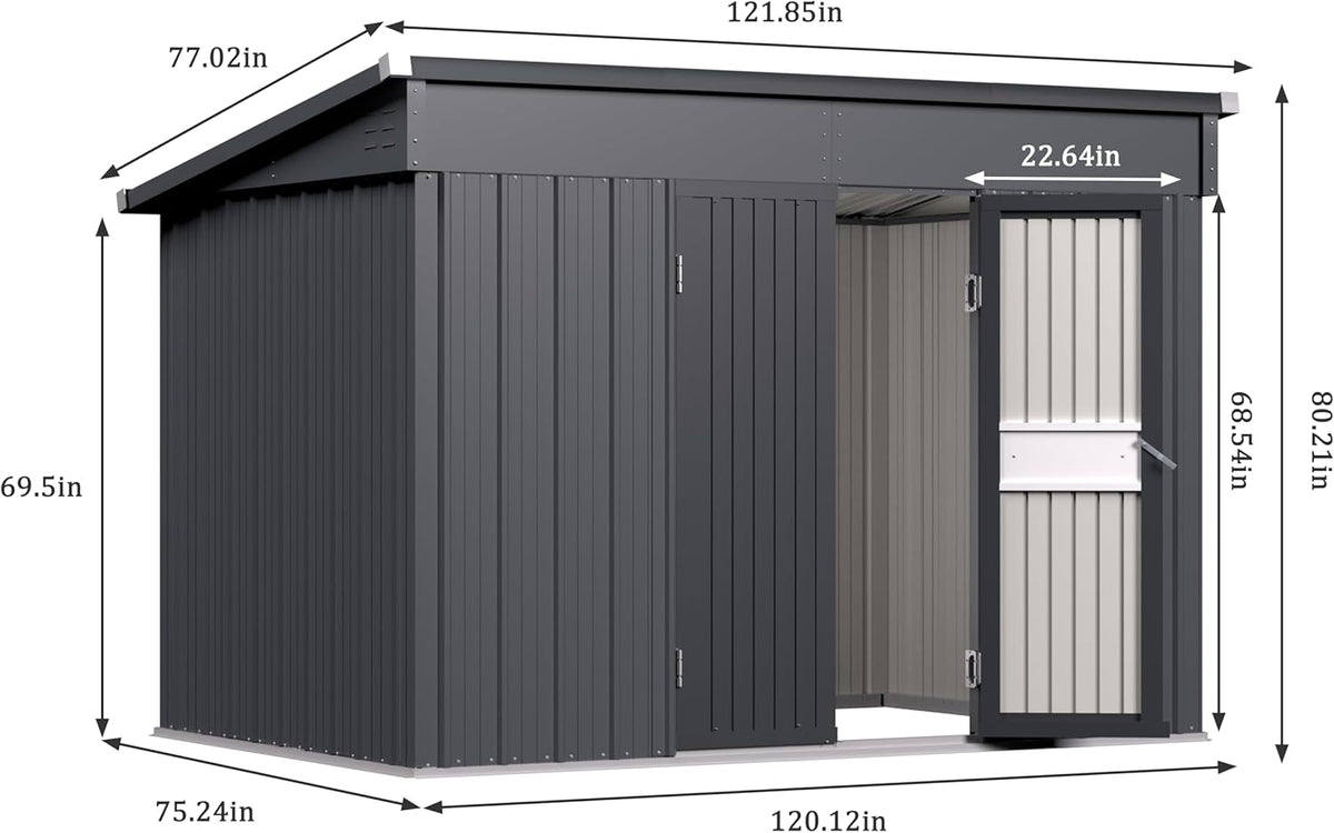 BlueWish 6'x10' Storage Shed, Outdoor Storage Shed with Sloped Galvanized Roof, Sheds & Outdoor Storage, Metal Tool Shed Storage House with 2 Vents for Garden Backyard Patio