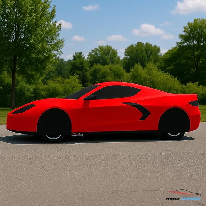 C8 Car Cover Fit for Corvette C8 Indoor and Outdoor Protection (Red)