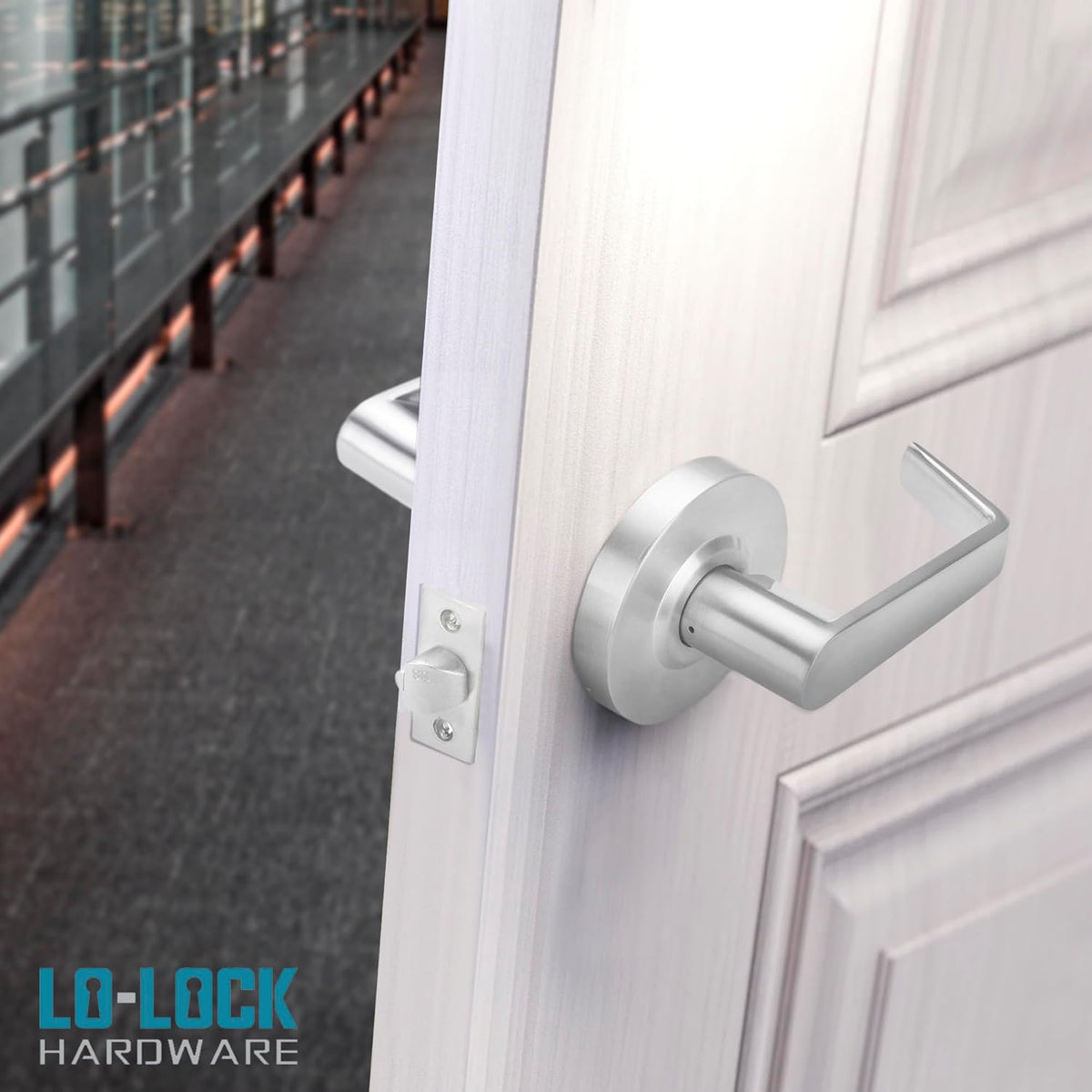 Commercial Lever Door Lock - Heavy-Duty Locking Door Handle, ADA Door Handles, Cylindrical Lever Lock, Non-Handed Grade 2 Industrial Door Handle, 26D Satin Chrome, Entrance Keylock