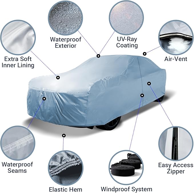 iCarCover Custom Car Cover Nissan 280ZX 2-Seater, Waterproof All-Weather Rain Snow UV Sun Protector Full Exterior Indoor Outdoor Car Cover with Strap (Year Fits 1979-1983)