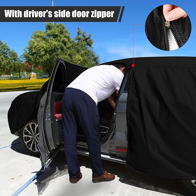 Waterproof Car Cover Compatible with Toyota Corolla Cross 2022-2025, Black 210T Inside Cotton Cover with Door Zippers for Snow Rain Dust Outdoor Protection