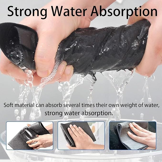 FETNHU Non-Woven - Super Absorbent 11.8" x 11.8" Lint-Free Cleaner, Reusable Thickened Magic Cleaning Cloth, Multipurpose Magic Cloths for Cleaning Glass, Cars, Kitchen, Window, Mirrors (30PCS-Black)