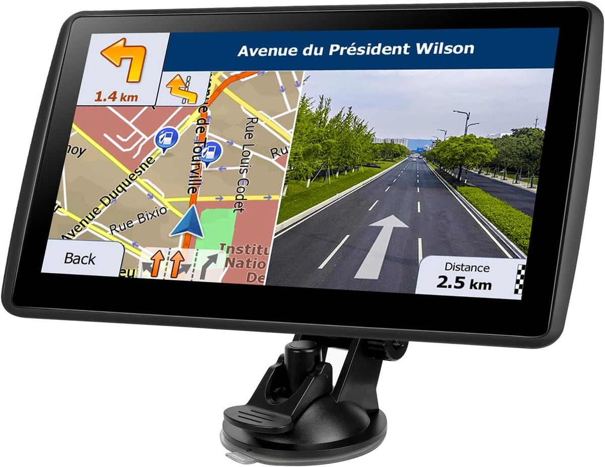 GPS Navigator for Car Truck RV, Latest 2025 Map 7 inch Touch Screen Car GPS, Support Voice Turn Direction Guidance/Speed and Red Light Warning/Custom Truck Routing
