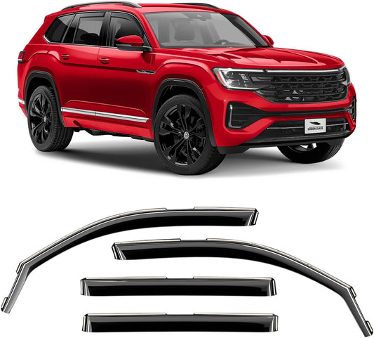 Voron Glass in-Channel Extra Durable Rain Guards for Volkswagen Atlas 2018-2025, Window Deflectors, Vent Window Visors, 4 Pieces - 200256