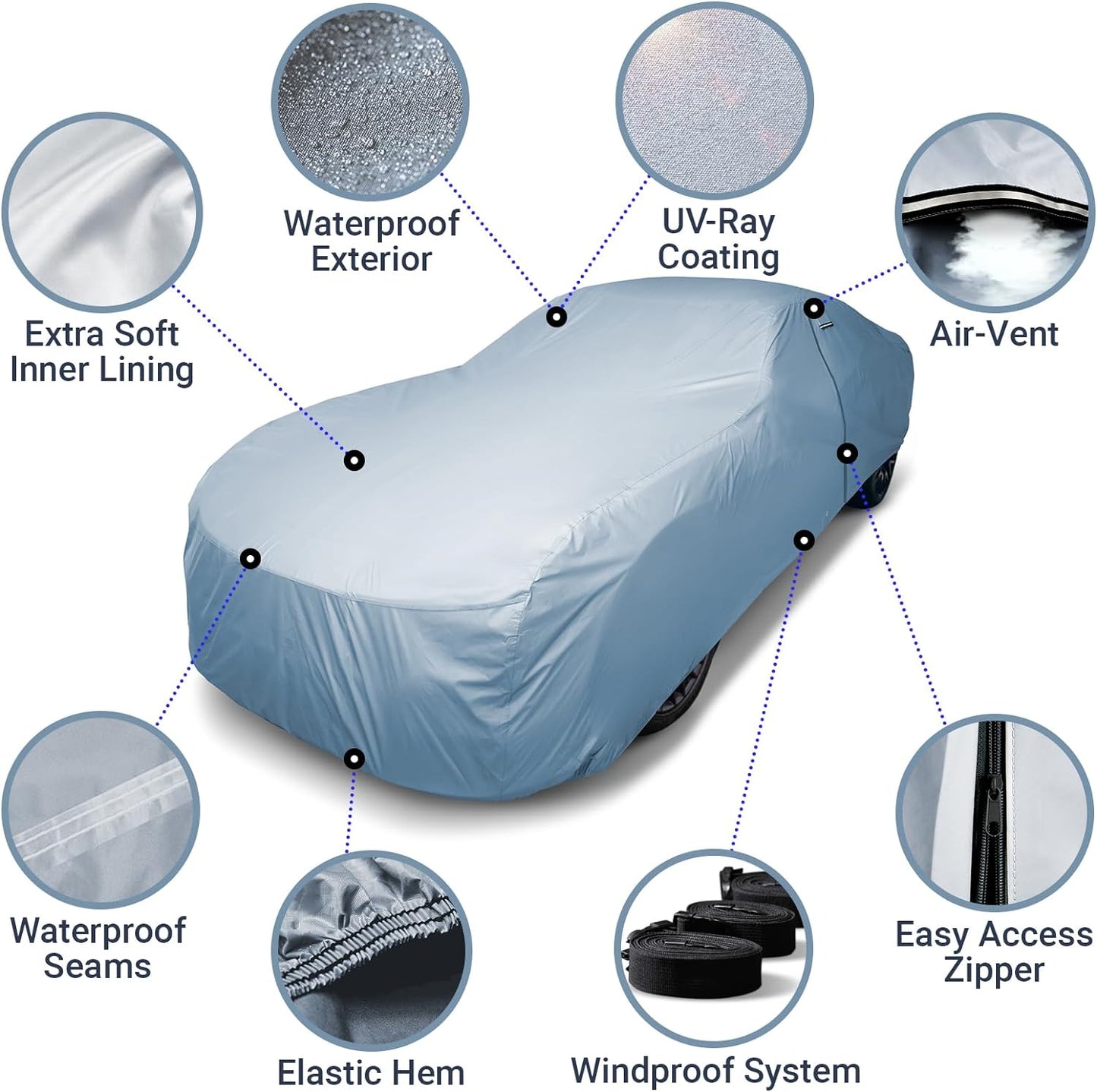 iCarCover Premium Car Cover for 1978-1983 Chevy Malibu Wagon Heavy Duty Waterproof All-Weather Automobiles Custom Fit Indoor Outdoor UV Snow Protection Covers with Straps and Bag