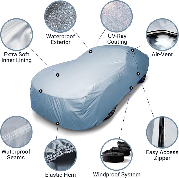 iCarCover Custom Car Cover for Pontiac Trans AM, Waterproof All Weather Rain Snow UV Sun Hail Protector for Automobiles, Automotive Full Exterior Indoor Outdoor Car Cover (Year Fits 1974-1981)