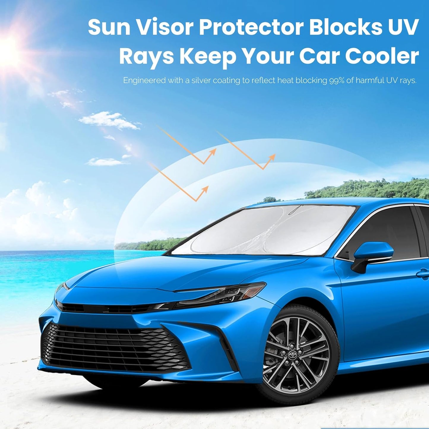 Sunshade for 2025 2026 Camry LE XLE Hybrid SE XSE Sedan Summer Interior Accessories Front Window Shield 210T Coating Cover for Windshield Sun Visor Protector 2026 Upgrade