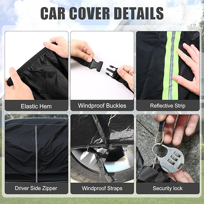 Waterproof Car Cover Compatible with Chevrolet Cruze L/LS/LT/Premier 2008-2025, 6 Layers All Weather Car Covers with Zipper Door for Snow Rain Dust Hail Protection