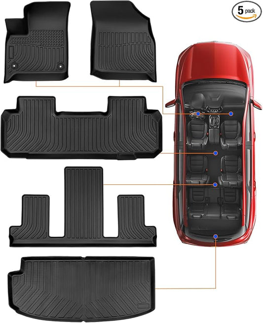 for 2018-2023 Chevy Traverse Floor Mats & Cargo Liner only for 7 Seats, for 2018 2019 2020 2021 2022 2023 Chevy Traverse Accessories All Weather Bucket Seats (Fit 2024 Traverse Limited)
