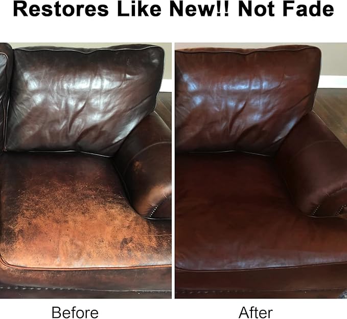 Dark Brown Leather Recoloring Balm, Leather Repair Kit for Furniture, Leather Scratch Remover, Leather Color Restorer for Couch, Car Seats, Shoes - Repair Leather Dye for Scratched and Faded Leather