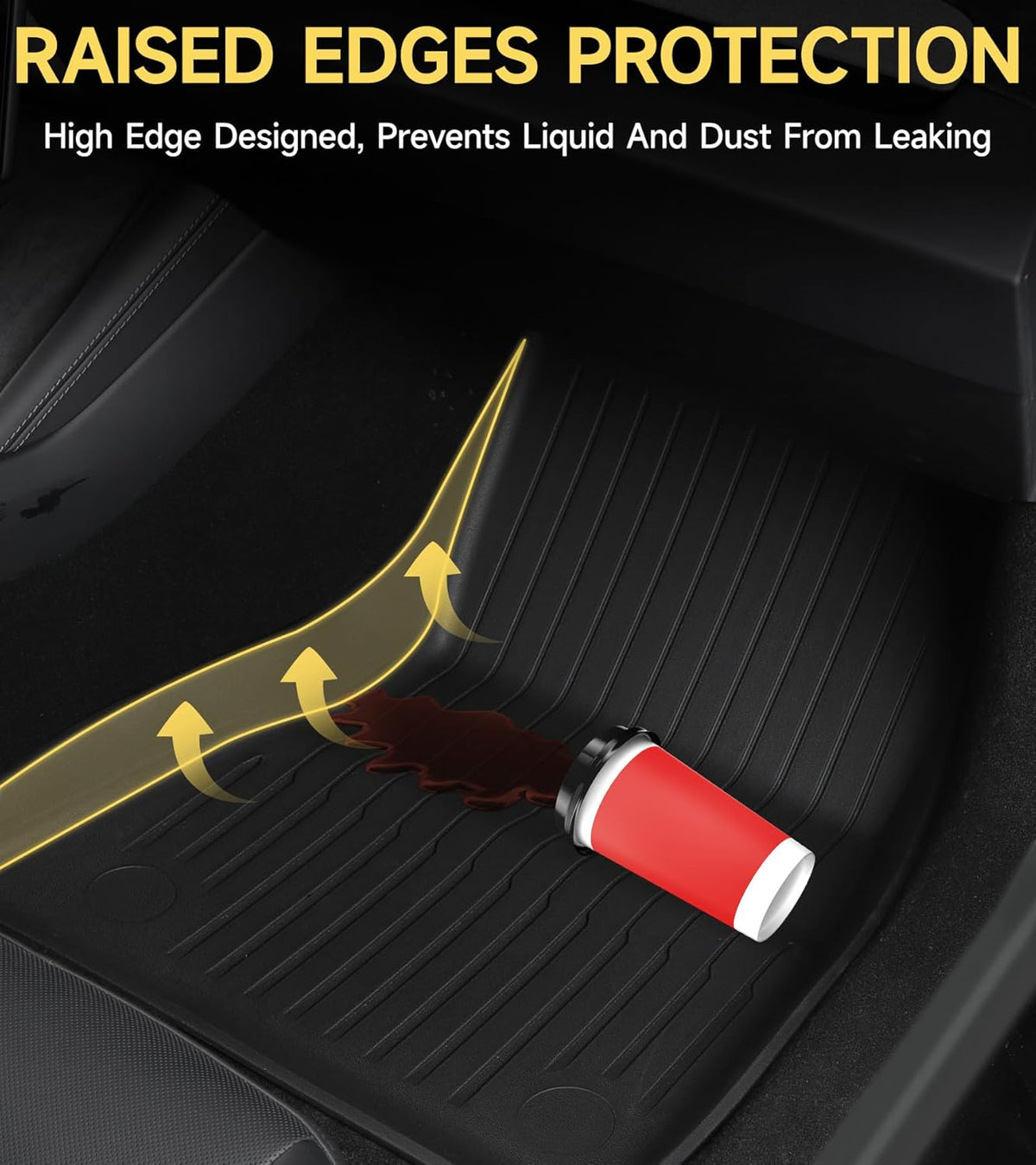 Floor Mats for 2024-2025 Tesla Model 3 Highland, Full Set All-Weather TPE Waterproof Cargo Liners, Non-Slip Front and Rear Trunk Mats, Set of 6
