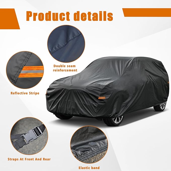 Kayme 7 Layers SUV Car Cover Custom Fit for Chevrolet Chevy Suburban (1973-2025) Waterproof All Weather for Automobiles, Outdoor Full Cover Rain Sun UV Protection.