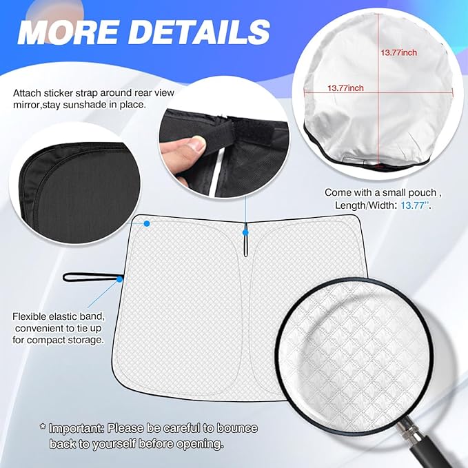 Windshield Sun Shade for Toyota Corolla 2019-2026 (Not for Corolla Cross) Accessories Thicken 6-Layer Front Window Sunshade Cover Sun Visor Protector Foldable Block UV Rays Keep Vehicle Cool