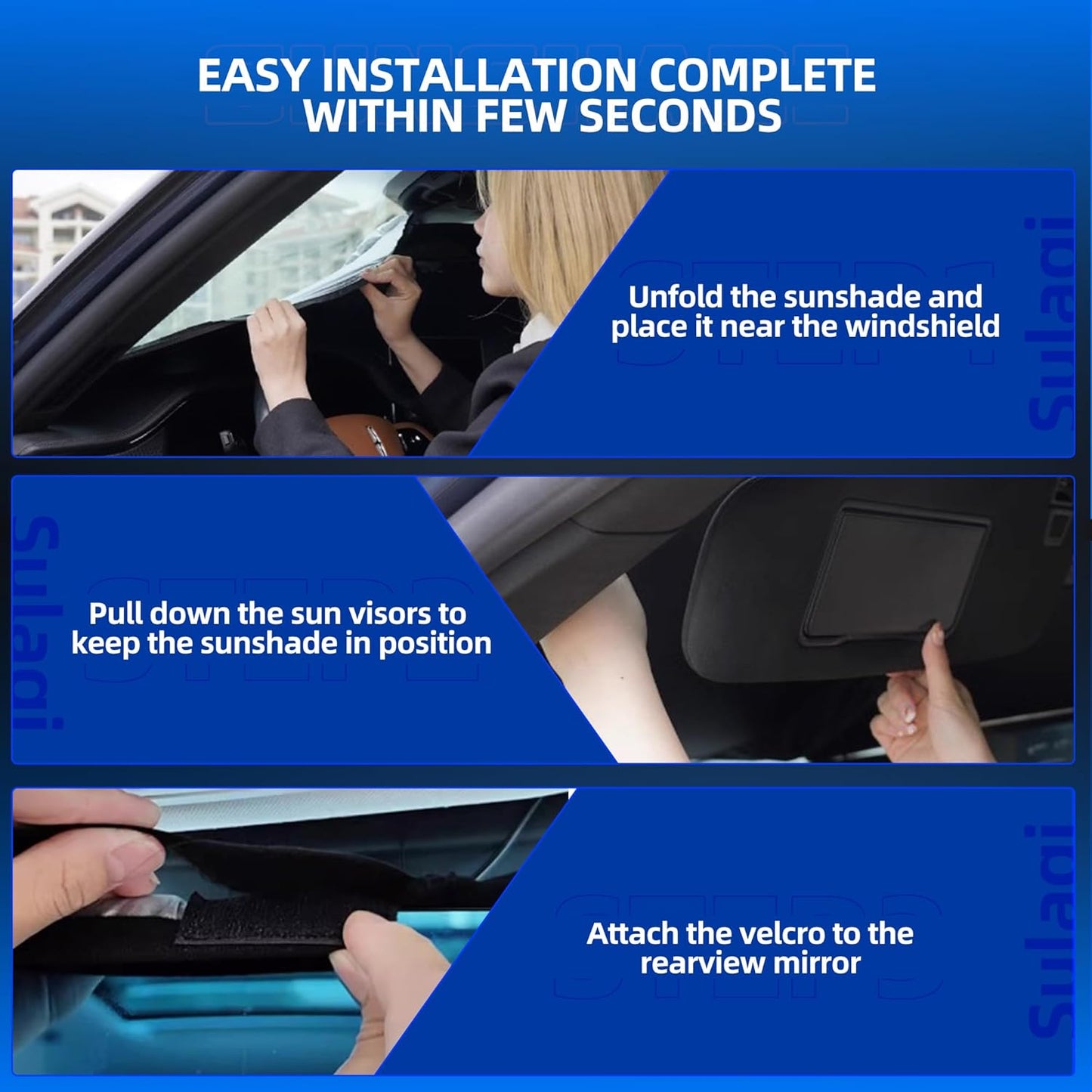 Windshield Sun Shade for H-yund-ai Santa Fe 2019-2025 2026 Foldable Sunshade Custom Fit Front Window Car Interior Accessories Protector Blocks UV Rays