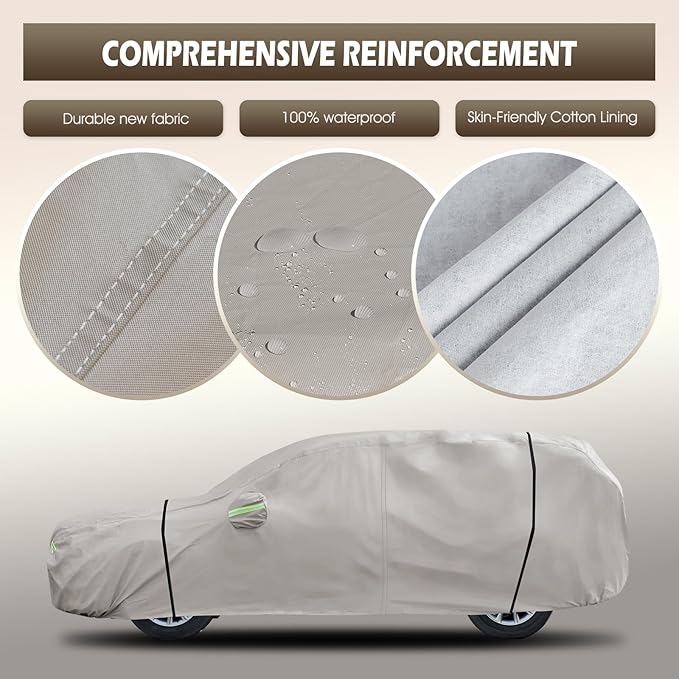Migaven 6 Layers Car Cover Custom Fit for Honda CRV 1997-2025, Toyota RAV4 1996-2025, Waterproof Full Exterior Cover Rain Sun Protection with Door Zipper