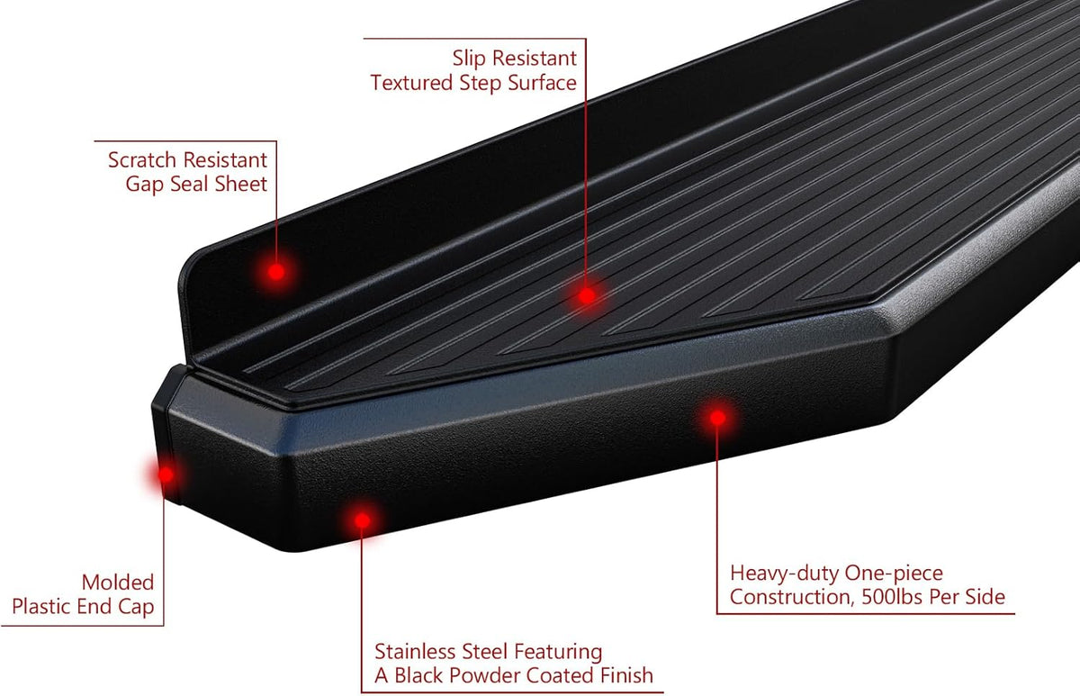 APS 6-inch (Black Stainless Steel Powder Coated Flat Style) Running Boards Side Bars Side Steps Compatible with Toyota 4Runner 2010-2016 Trail & 17-24 TRD Off-Road & 2014-2024 SR5