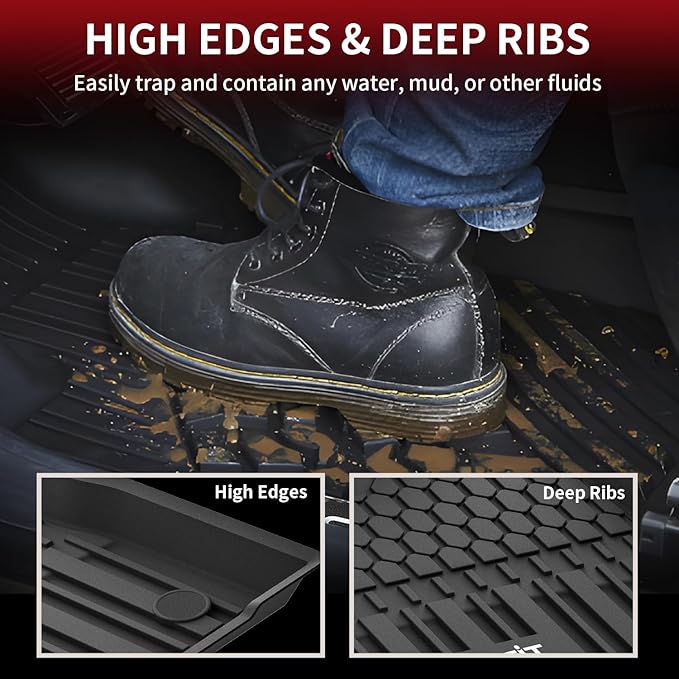 LASFIT Floor Mats for Toyota Sienna 8 Seats 2021-2024 2025 All Weather TPE Custom Fit Floor Liner for Toyota Sienna LE/XLE 8 Passenger Front and Rear Car Mats, Black