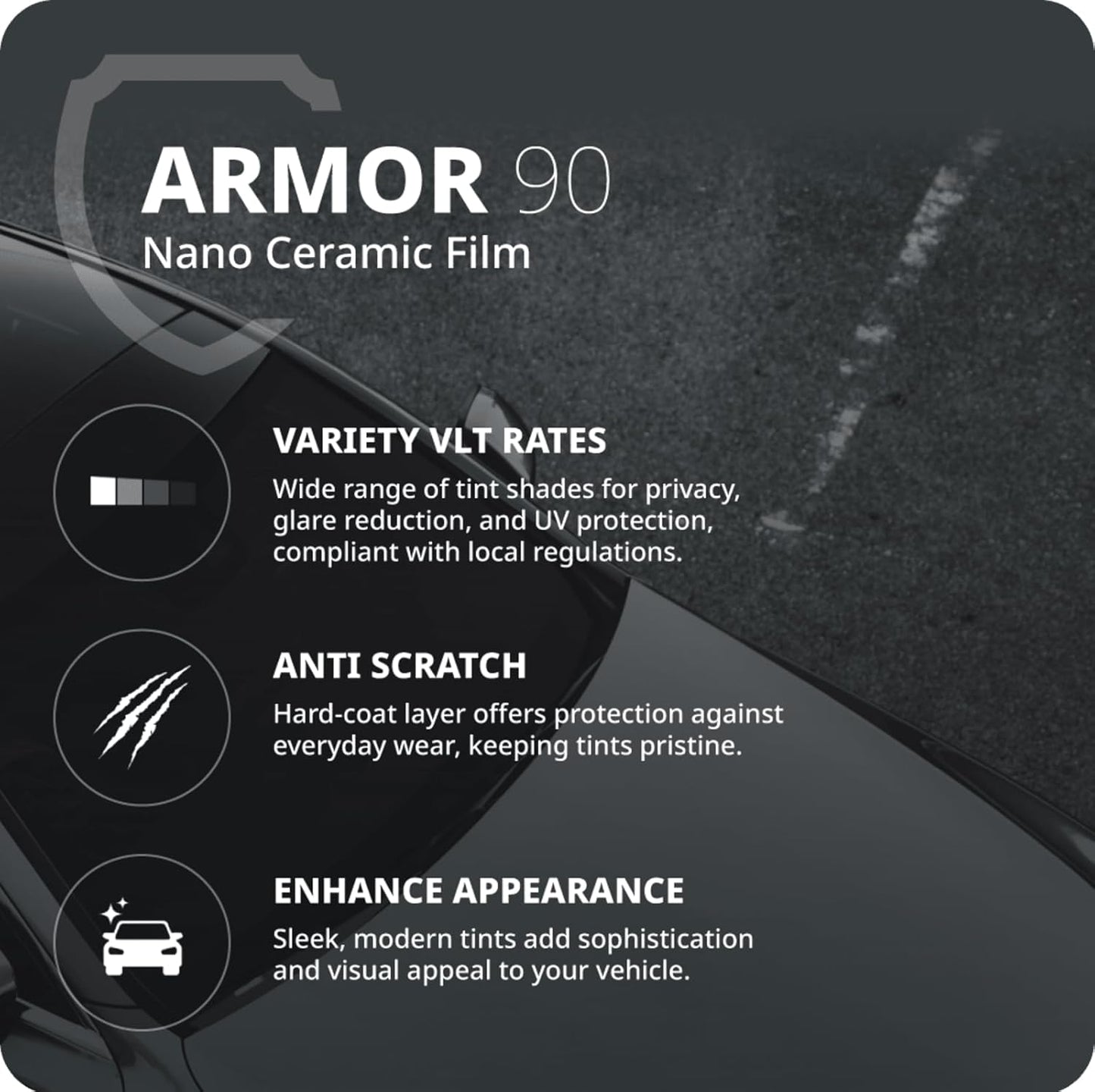 Nano Ceramic Window Tint Film for Cars - 2 Ply Scratch Resistant with Heat Control and UV/IR Rejection (35% VLT, 24inx100ft), OWFCR-10006