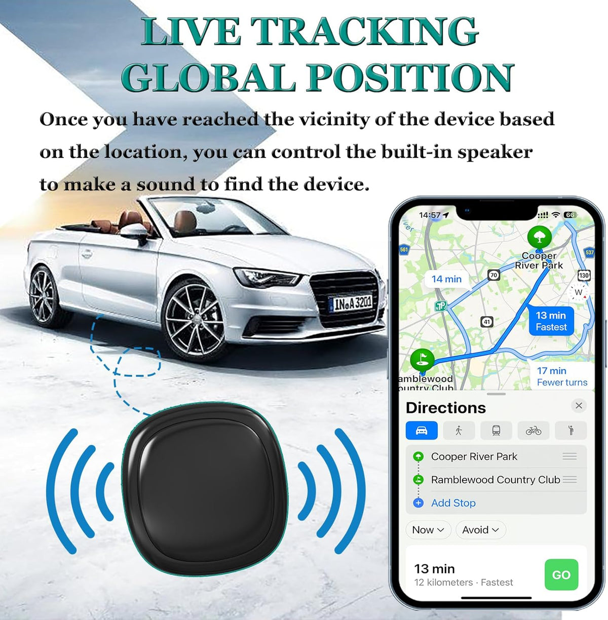 GPS Tracker for Vehicles,Mini Portable Magnetic Car GPS Tracking,Full Global Coverage Location GPS Tracker for Kids,Dogs,No Subscription Required/No Monthly Fee/No SIM Card Required