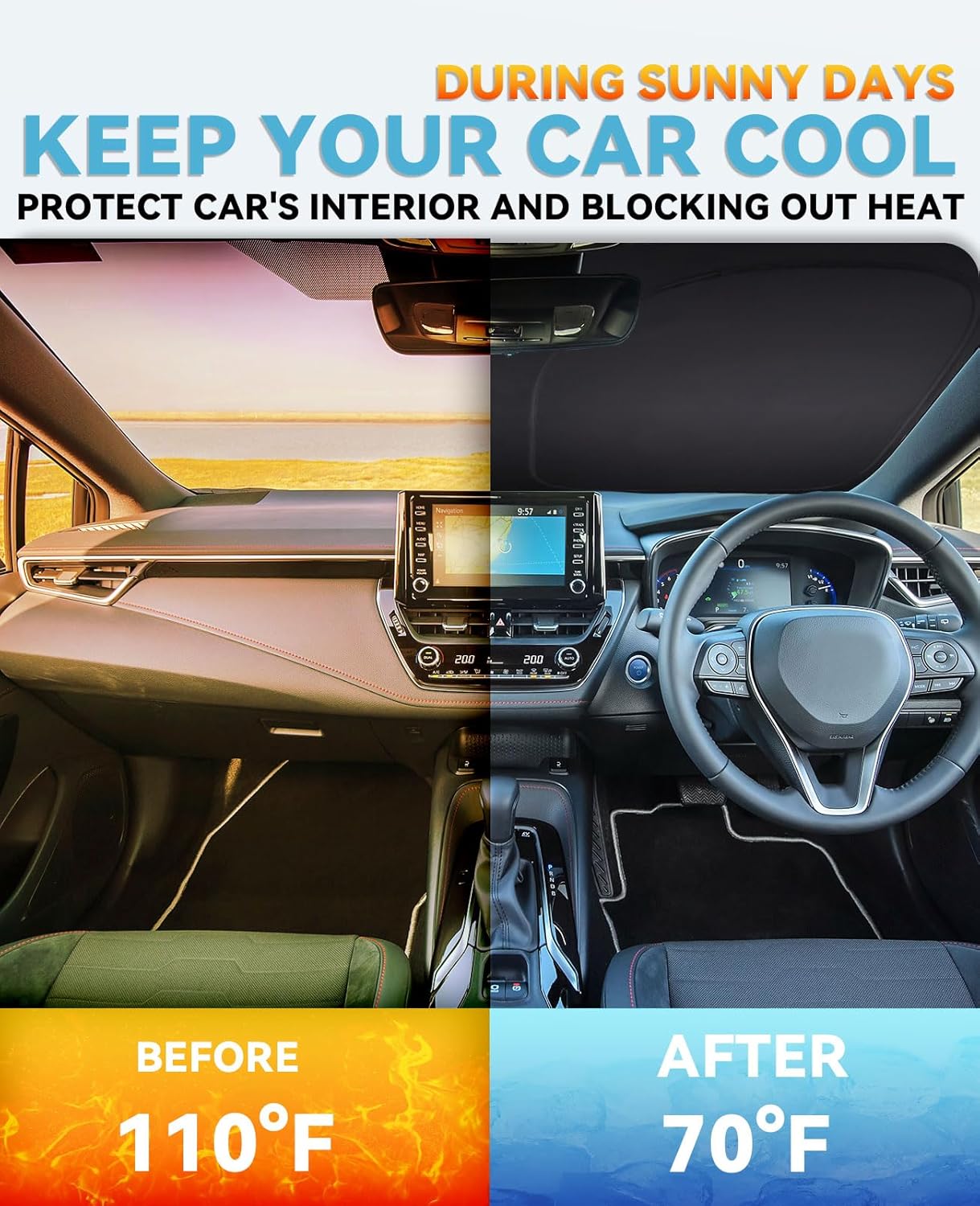 Windshield Sun Shade Sunshade for Audi Q3 2019-2024 2025 2026 Premium, Premium Plus, Prestige S-Line, SUV Accessories Cover for Q3 240T Reflective Foldable Front Window Shield Sun Protection