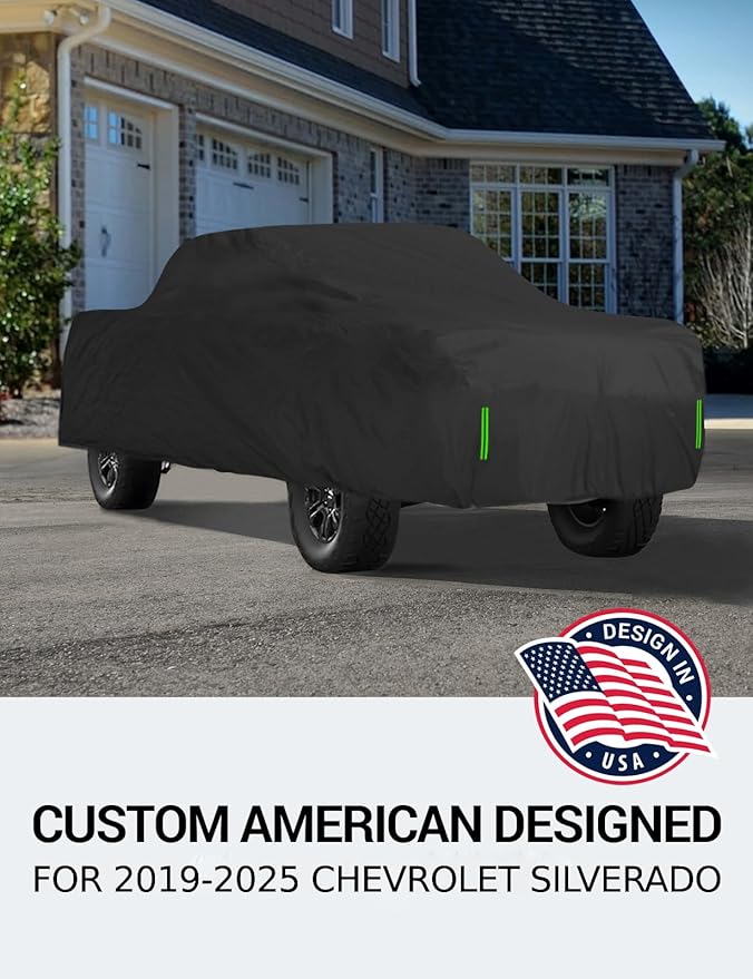 Proadsy 2025 Upgrade Car Cover Compatible with Chevrolet Chevy Silverado 1500 2019-2024 2025 Windproof All Weather Waterproof Sun Rain UV Dust Snow Protection Outdoor Covers