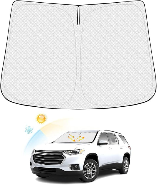 Windshield Sun Shade for Chevrolet/Chevy Traverse 2018-2025 2026 Accessories Thicken 6-Layer Foldable Front Window Sunshade Cover Sun Visor Protector Block UV Rays Keep Vehicle Cool