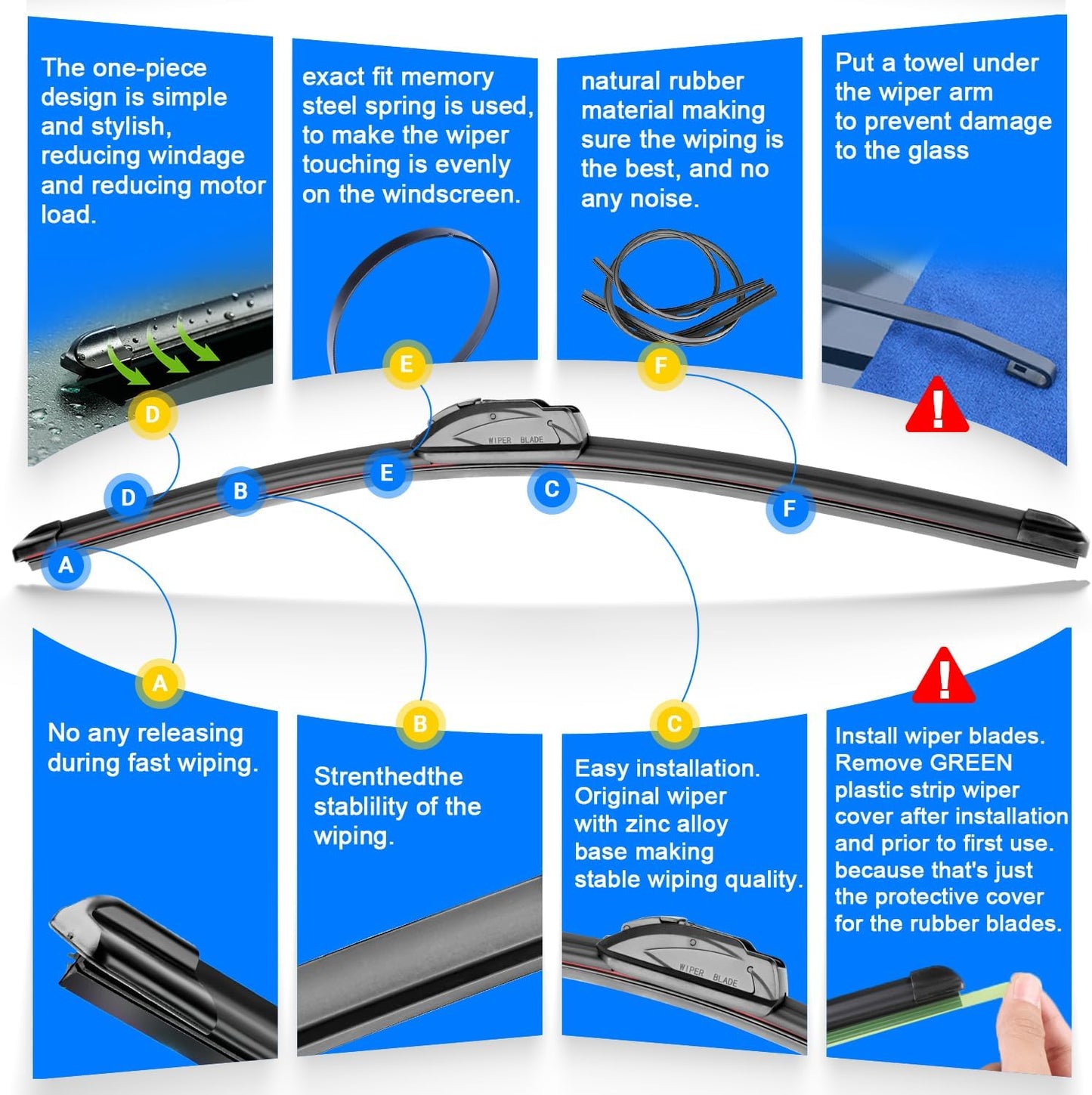Windshield Wiper Blades Replacement for 2010-2015 Lexus RX350 RX450h RX 350 450h Original Factory Quality Front Rear Wipers Blade Set for My Car - 26" 22" 16" (Pack of 3)