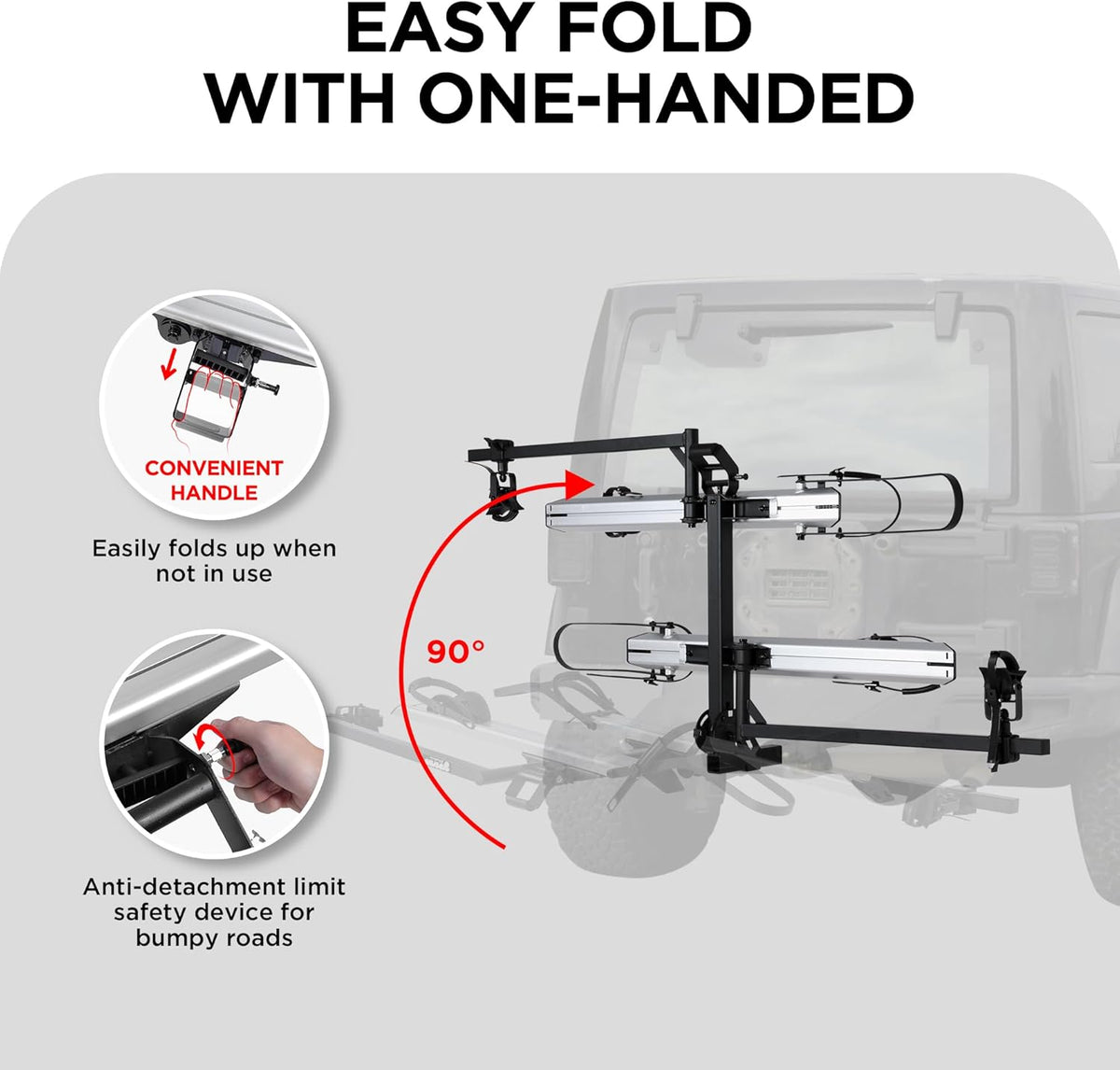 Aluminum Hitch Mounted Bike Carrier 200 LBS Capacity for Standard Bikes and Ebikes, Fit Cars SUV Truck Trailer and RV