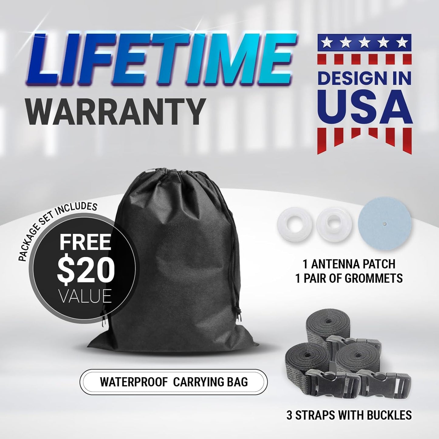 iCarCover Custom Car Cover for Chevy Chevy II 2-Door, 4-Door (1962-1968) Waterproof All Weather Rain Snow UV Sun Protector Full Exterior Indoor Outdoor Car Cover (Stripe - Black/Gray)