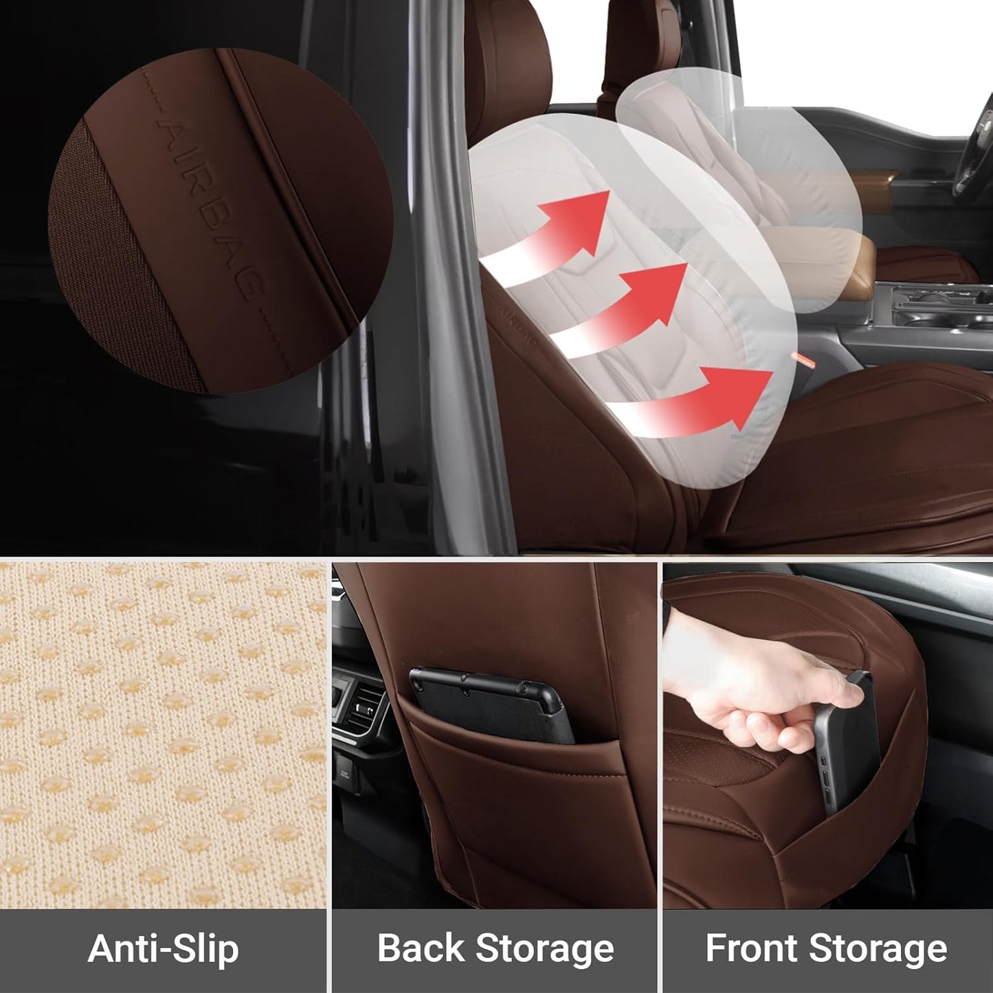 Coverland Custom Car Seat Covers Compatible with 2000-2006 Tundra Regular Cab, Access Cab, Double Cab - Premium Leather Waterproof Interior Protector Front Seat-Dark Brown [See Size Chart-Size A61]