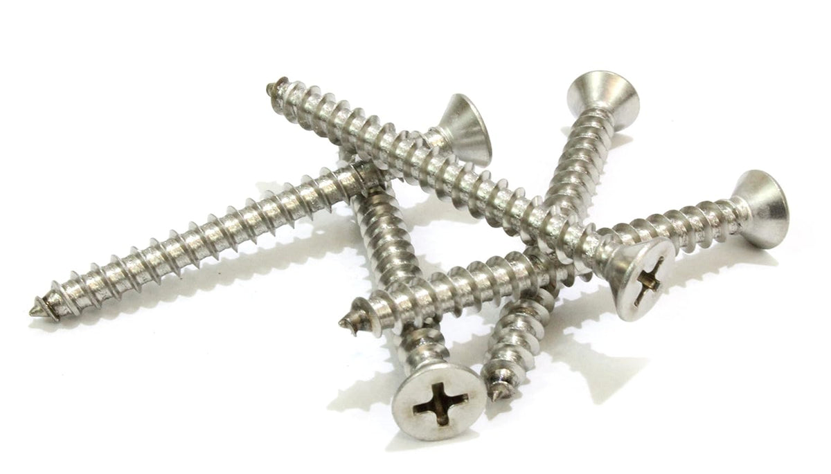 Bolt Dropper #10 X 2'' Stainless Steel Flat Head Phillips Wood Screw, (100 pc), 18-8 (304) Stainless Steel Sheet Metal Screws - Type A Point, Plain Finish