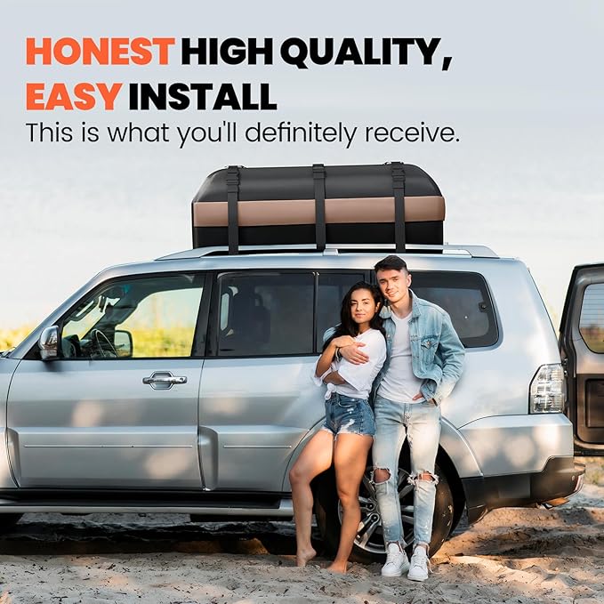 Asinking Car Rooftop Cargo Carrier Bag, 22 Cubic Feet Waterproof Roof Cargo Bag, 500Lbs Break Strength, Fit Vehicles with/Without Roof Rack, Includes Anti-Slip Mat, 6 Door Hooks, Luggage Lock