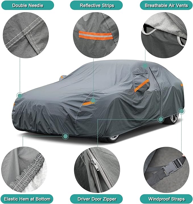 Premium Car Cover Custom Fit Porsche Macan (2014-2025), 16 Layers Heavy Duty Car Cover Waterproof All Weather with Zipper Door for Sun Rain Snow Dust Uv Protection