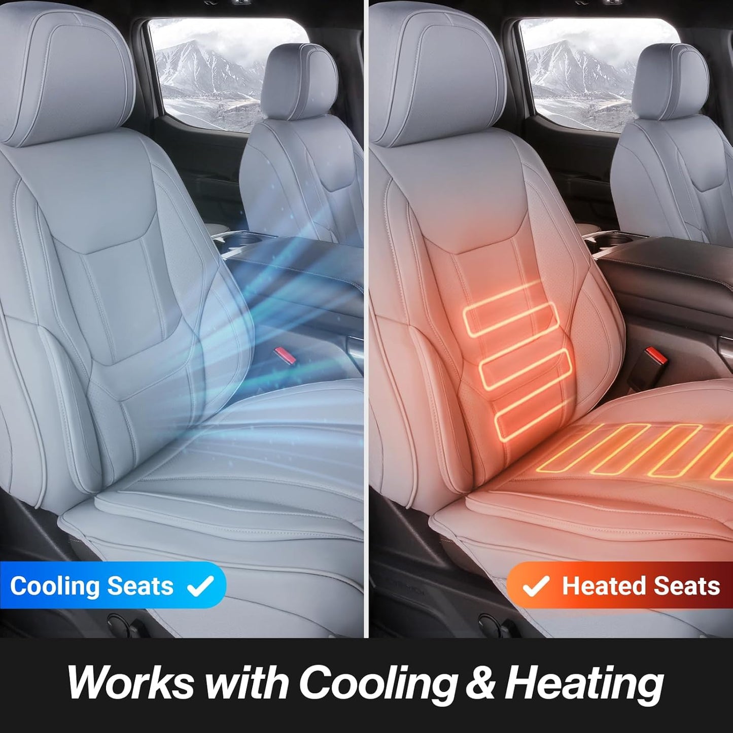 Coverland Custom Car Seat Covers Compatible with 2007-2014 Sierra 2500HD Crew Cab - Premium Leather Non-Slip Memory Foam Waterproof Interior Protector Front Seat-Gray [See Size Chart-Size A38]