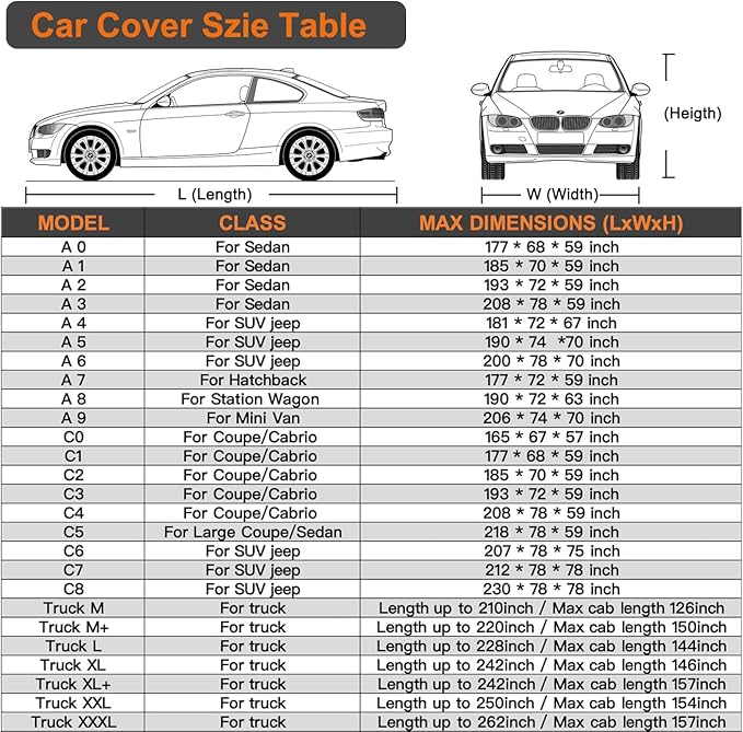 Kayme 7 Layers Truck Cover Waterproof All Weather, Heavy Duty Outdoor Pickup Cover Sun Uv Rain Protection, Universal Fit Toyota Tacoma Ford Ranger GMC Canyon Chevy Colorado(Length Up to 220 inch) M+