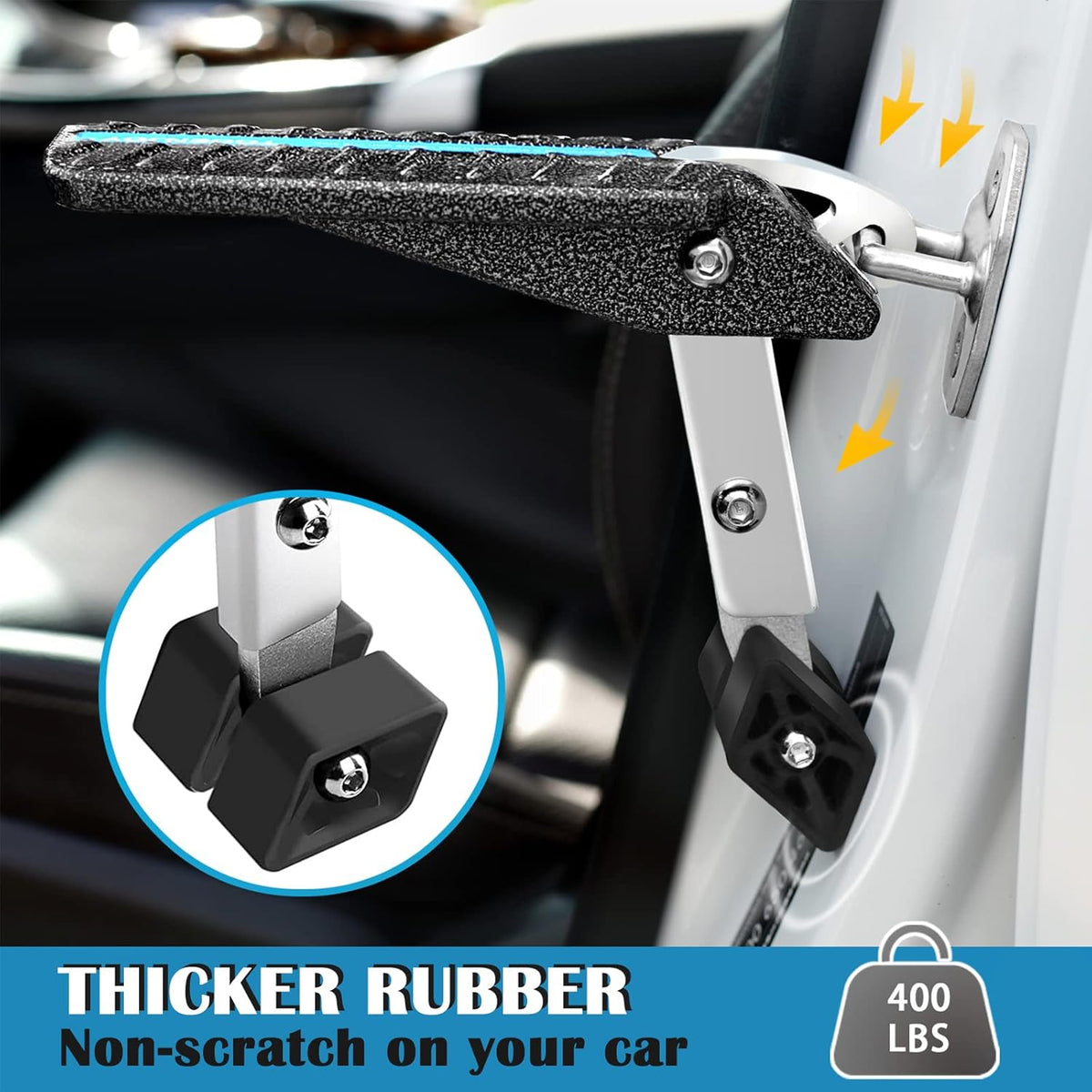 TOOENJOY Extra Protection Car Door Latch Step Both Feet Stand Pedal Ladder/No Assemble Foldable Heavy Duty Car Gadgets for Roof Rack Access Max Capacity 400lbs