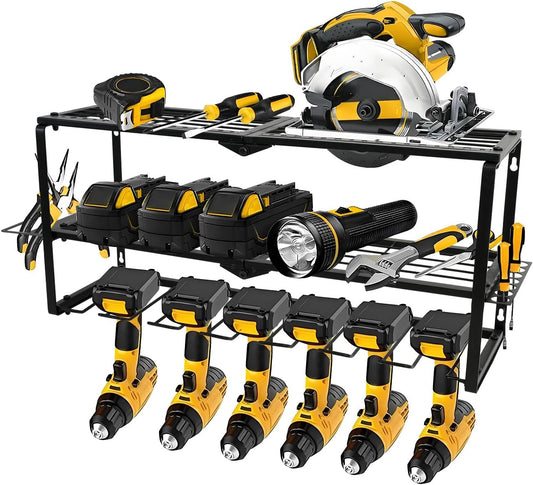 Wall Mount Power Tool Organizer, 3 Layer 7 Drill Hangers Storage Rack, Tool Organizers and Storage for Garage, Workshop, Pegboard, Shed - 26 inch
