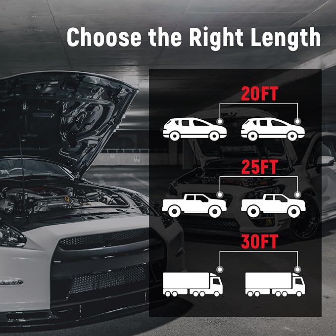 TOPDC Jumper Cables,1 Gauge 25 Feet 800A Booster Cables with UL-Listed Clamps, Heavy Duty Automotive Quick Connect Booster Cables for Car, SUV and Trucks with Carry Bag