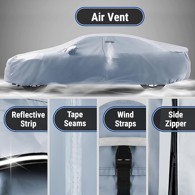 iCarCover Custom Car Cover for 1979-2004 Ford Mustang Waterproof All-Weather Rain Snow UV Sun Protector Full Exterior Weatherproof Indoor Outdoor Car Cover
