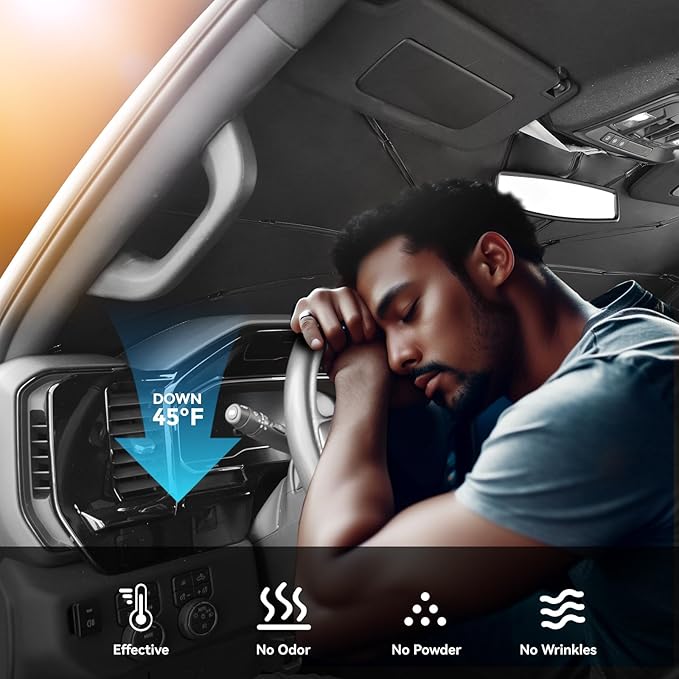 2019-2025 Upgraded for Chevy Silverado 1500 Sunshade, Portable Foldable Sunshade, [Nano Ice Crystals Coating] UV Protection, Keeps Interior Cool (for Chevy Silverado 1500 2019-2025)