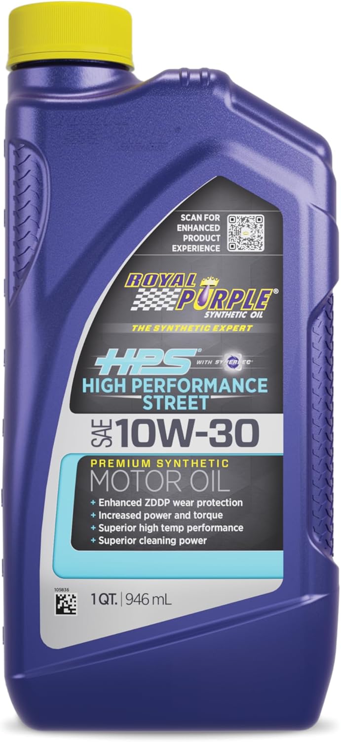 Royal Purple (36130-6PK HPS 10W-30 Synthetic Motor Oil with Synerlec Additive Technology - 1 Quart, (Case of 6)