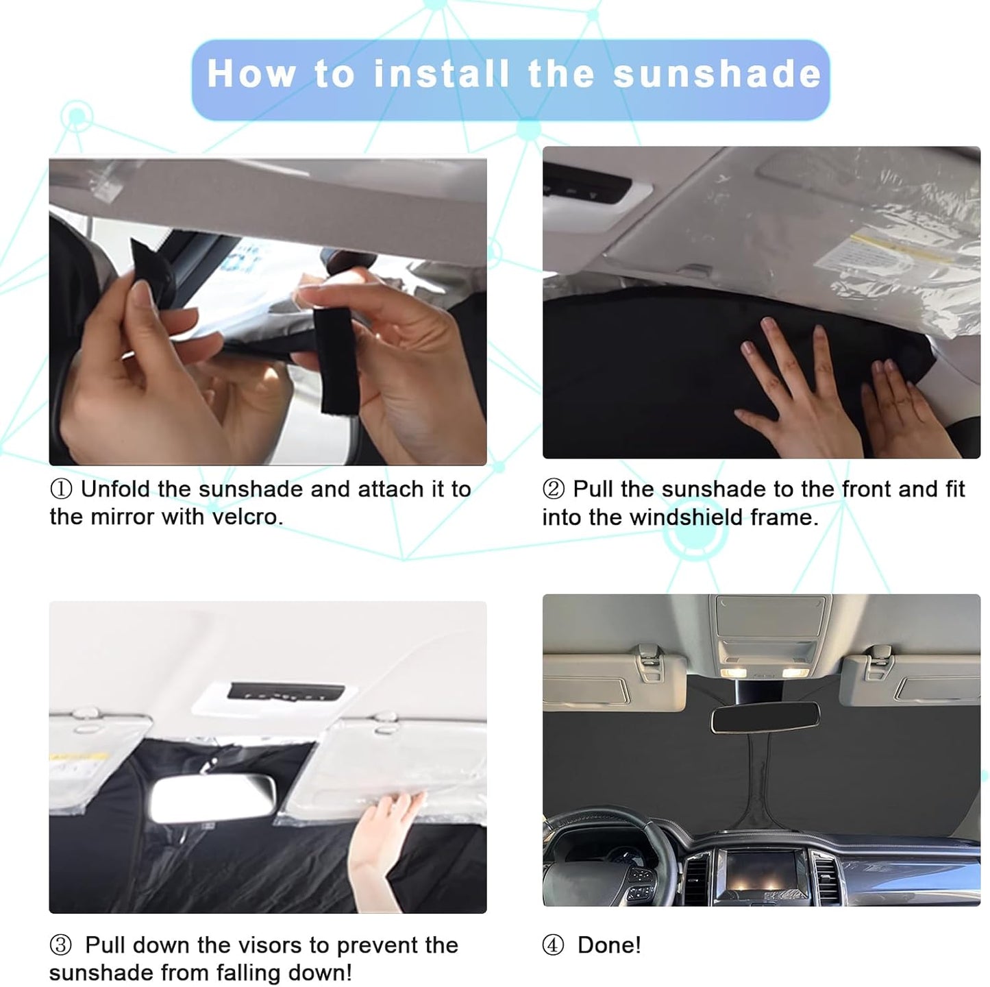 SXCY for 2024 2025 Toyota Land Cruiser Windshield Sunshade for Toyota Land Cruiser 2024 Accessories 2024 2025 Land Cruiser Sunshade Foldable Sun Shield 2024 2025 Land Cruiser Sun Shade Block UV Rays