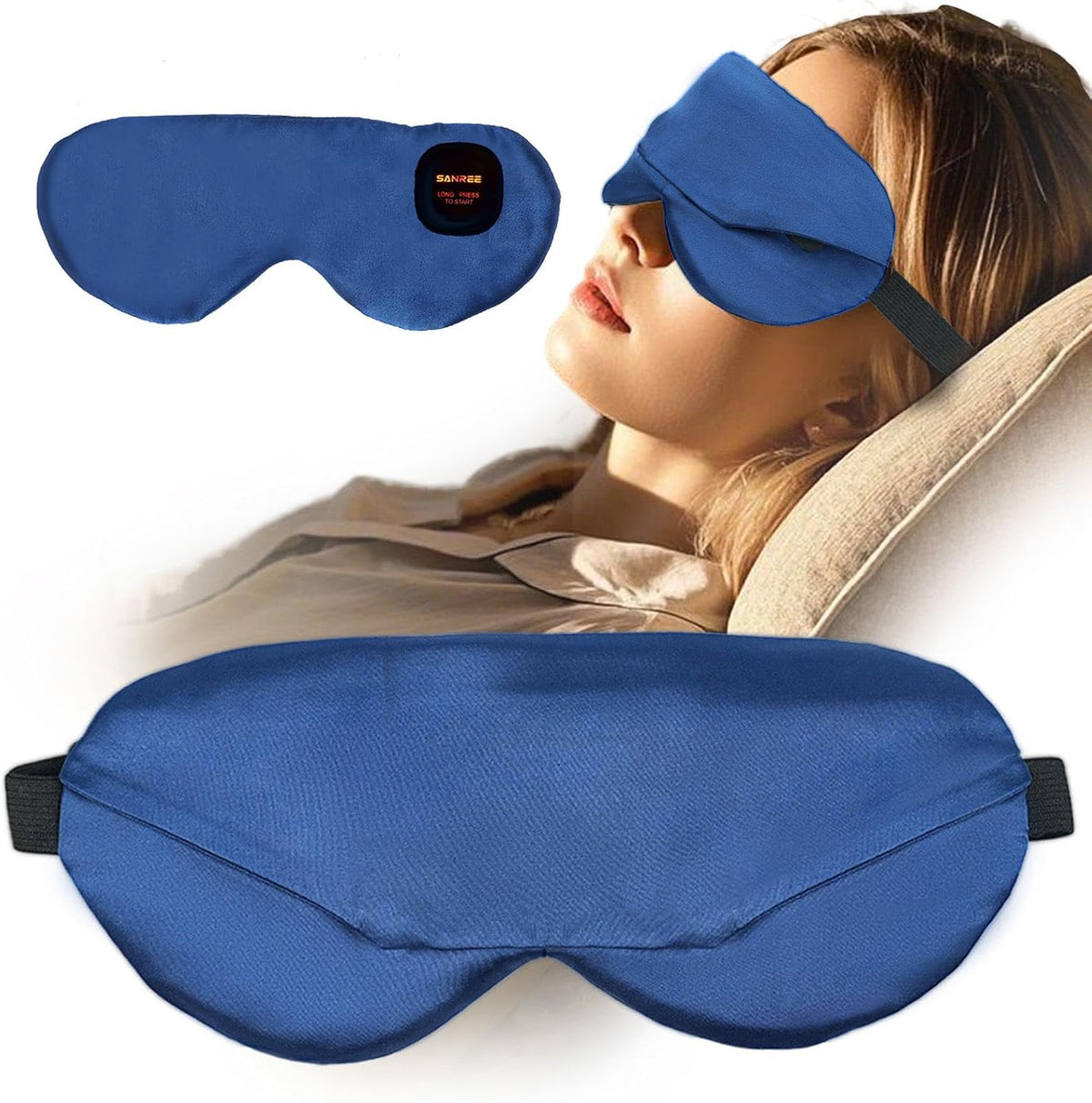 Heated Eye Mask, Warm Eye Compress for Dry Eyes Blepharitis Stye Moist Hot Relief ， Electric Blackout Cordless Heating Pad for Traveler Computer Tied Eyes，Washable Rechargeable Sleeping Mask Gift