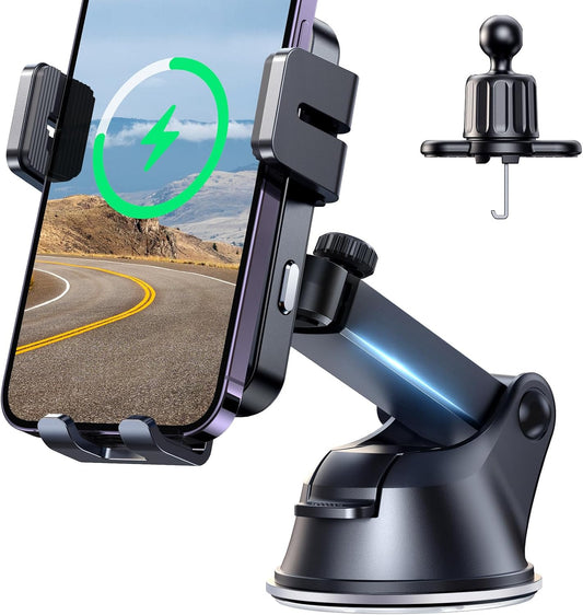 JOYROOM Wireless Car Charger,15W Qi Fast Charging Car Charger Phone Holder Mount, Auto-Clamping Alignment Windshield Dashboard Air Vent Cell Phone Holder for iPhone 16 Pro Max/15 Pro,Samsung S24/S23