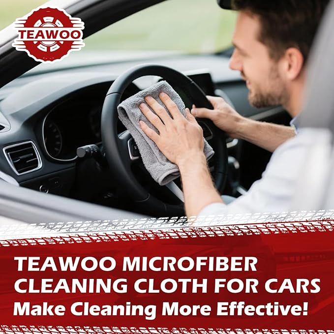 Microfiber Cleaning Cloths Bulk-50 Pack, Gray Microfiber Towels for Cars, Ultra Absorbent Microfiber Towel Weave Grime & Liquid for Streak-Free Mirror Shine - Car Washing Cloth