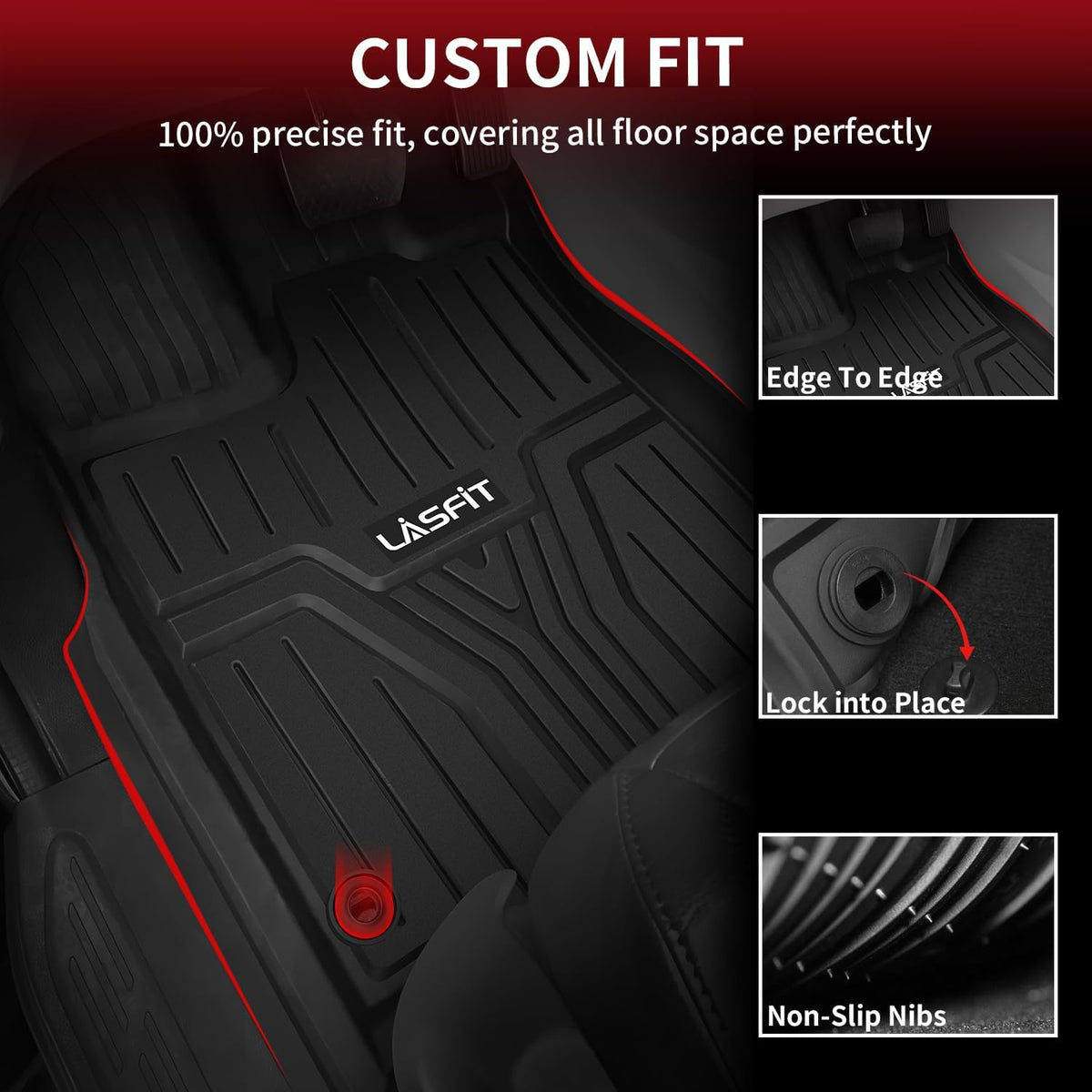 LASFIT Floor Mats & Trunk Mat for Honda Odyssey 2026 2025 2024 2023 2022 2021 2020 2019 2018 Mini Passenger Van, All Weather TPE Car Floor Liners-1st & 2nd & 3rd Row & Cargo Mat Full Set