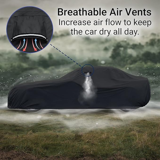 iCarCover Custom Car Cover for 1979-2004 Ford Mustang Waterproof All Weather Rain Snow UV Sun Protector Full Exterior Indoor Outdoor Car Cover (Stripe - Black/Gray)