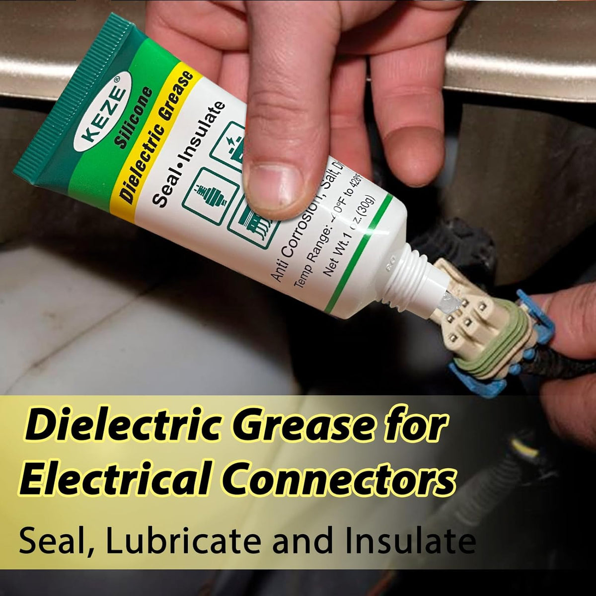 Keze Dielectric Grease for Electrical Connectors Automotive Marine Tune Up Dialectical Grease Spark Plug Boot Battery Terminal Electric Grasa Corrosion Salt Dirt Inhibitor, 1 Oz-1 Pack