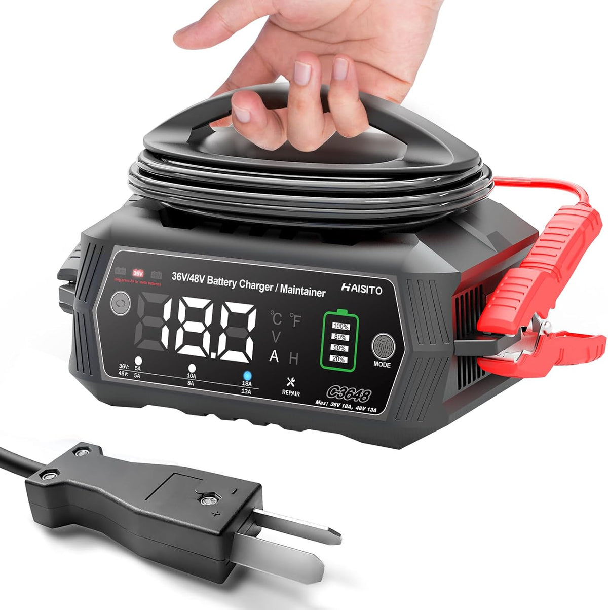 Golf cart Battery Charger, 36V 18A and 48V 13A Trickle Battery Charger,36 Volt Golf Cart Charger,for Club Car,EZGO & Yamaha,Lithium,LiFePO4,Lead-Acid AGM/Gel/SLA..BatteryCharger,Crowfoot Plug