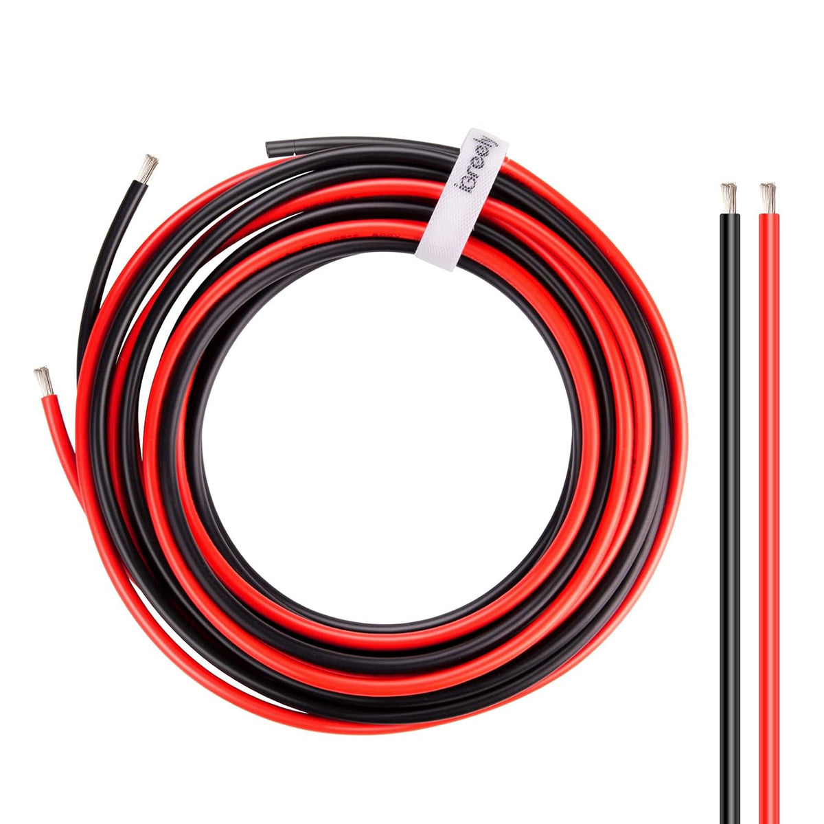 8 Gauge Wire - iGreely 30 FT Red & 30 FT Black 8 AWG Tinned Copper Electrical Wire Cable for Car Audio Automotive Trailer Marine Harness Wiring 8AWG 30Ft